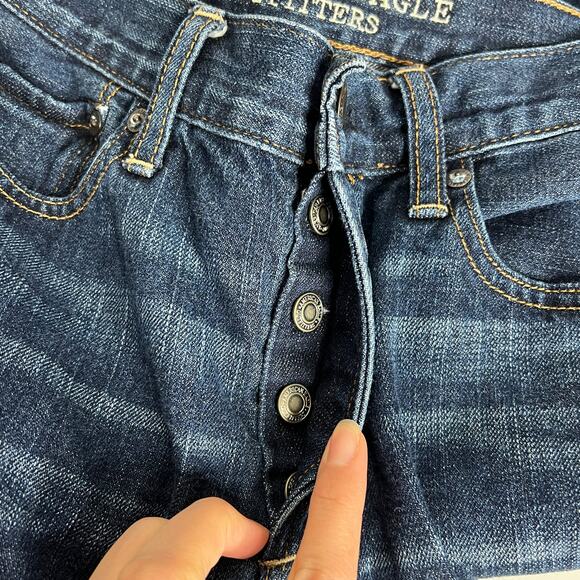 American Eagle Vintage Hi Rise Jeans Dark Wash Denim Size 8 - Picture 7 of 11